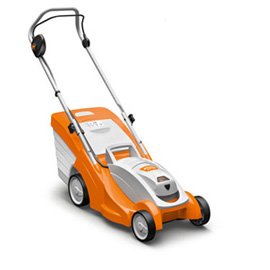 STIHL RMA 339 kabelloser Rasenmäher in Orange und Grau mit ergonomischem Griff und Grasfangkorb