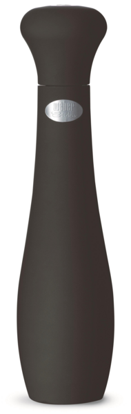 Schwarze Weber Style Pfeffermühle mit Logo und Softcoat-Beschichtung