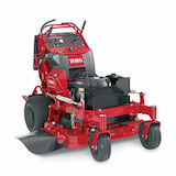 Toro GrandStand Compact Stehrasenmäher in Rot mit sichtbarem Kawasaki-Motor und breitem Mähwerk