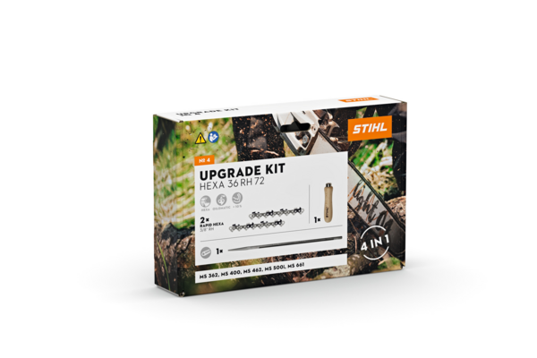 STIHL Upgrade Kit Verpackung mit Sägeketten und Feilenzubehör für Motorsägen