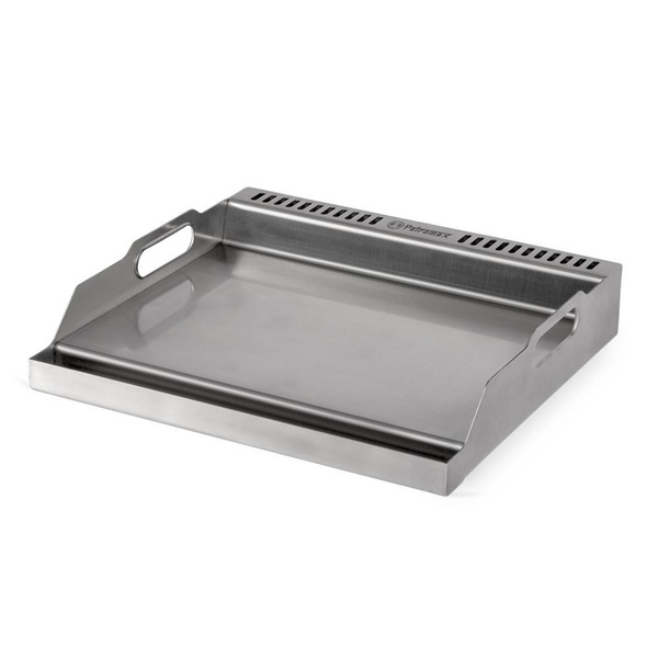 Edelstahl Plancha Grillplatte von Petromax mit Henkeln und Fettauffangrinne