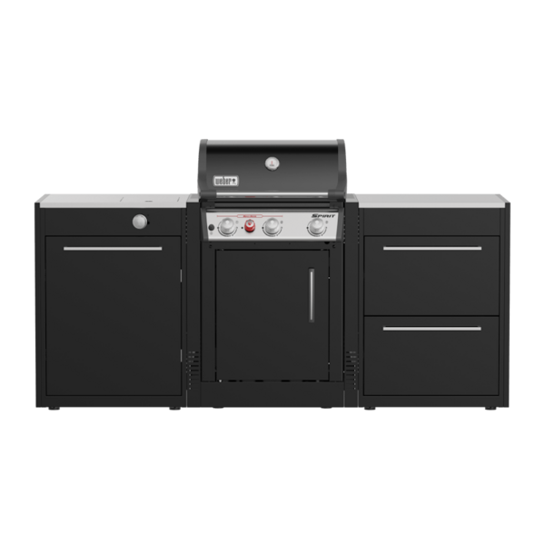Weber BBQ Kitchen Gas 221 mit Seitenbrenner und Ladenmodulen in Schwarz