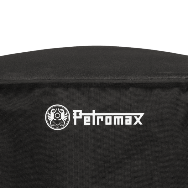 Schwarze Petromax Abdeckhaube für Tyropit mit weißem Logo
