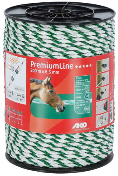 Spule des AKO PremiumLine Seils mit 200m Länge und 6.5mm Durchmesser für lange Zäune
