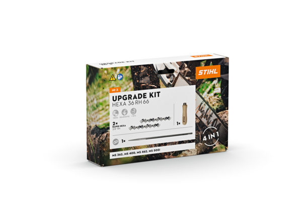 STIHL Upgrade Kit 3 HEXA 36 RH 66 Verpackung mit Produktbildern und Informationen