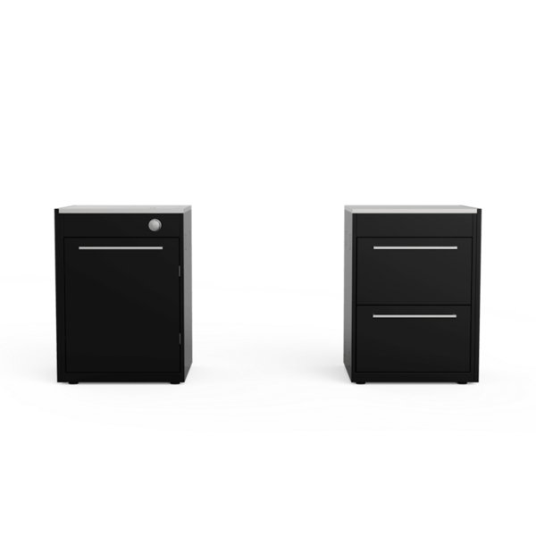 Zwei schwarze Weber BBQ Kitchen Gas 231 Module für Genesis Gasgrills