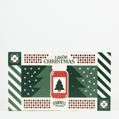 O'Donnell Micro Shot Adventskalender 2026 in festlichem Design mit Weihnachtsbaum und Schneeflocken