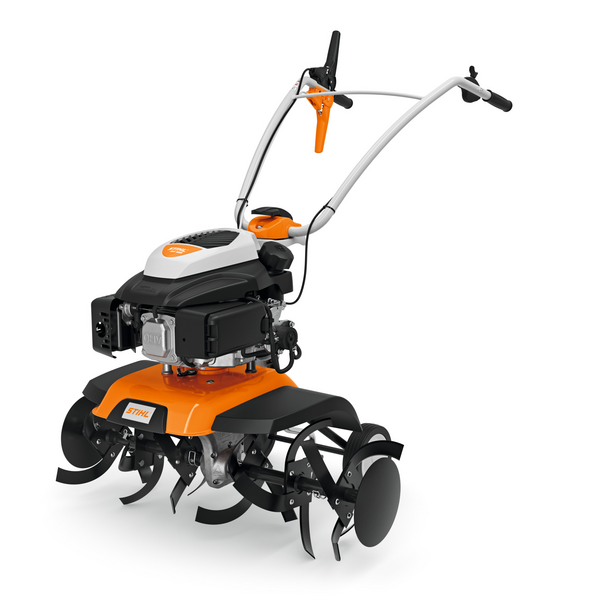 STIHL MH 685 Motorhacke in Studioaufnahme mit sichtbaren Hackmessern und verstellbarem Holm