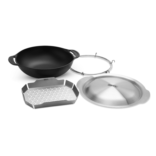 Weber Crafted Gourmet BBQ System mit Gusseisen-Wok, Dünsteinsatz und Deckel