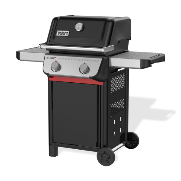 Weber SPIRIT E-210 Gasgrill in Schwarz mit Seitentischen und Rädern