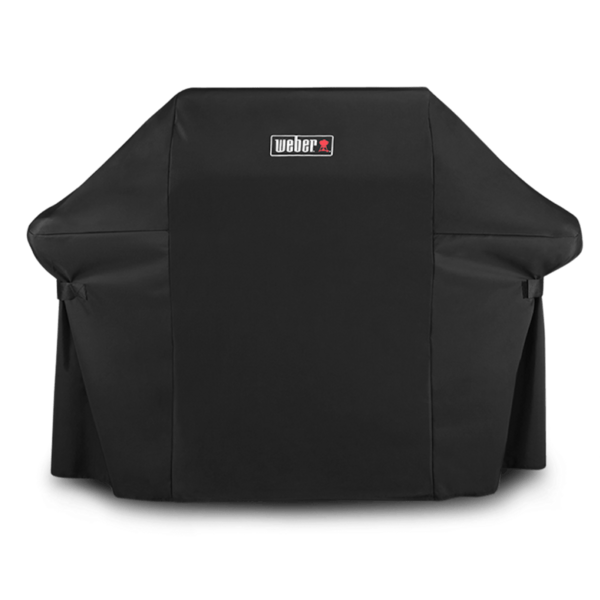 Schwarze Weber Premium Abdeckhaube für Genesis II 200-Serie Grill mit sichtbarem Logo