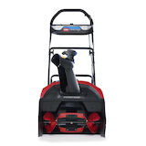 Frontansicht der Toro 53 cm Power Clear 60 V MAX Akku-Schneefräse in Rot und Schwarz