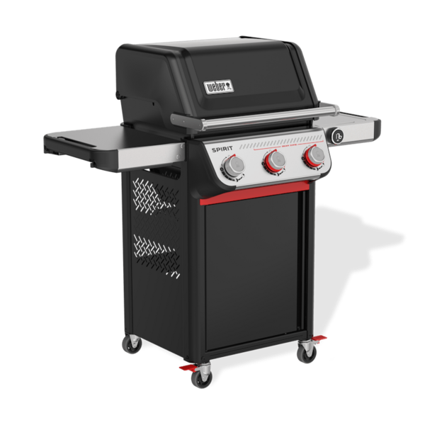 Weber SPIRIT EP-325 GBS Gasgrill in Schwarz mit geschlossenem Deckel und Seitentischen
