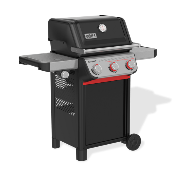 Weber SPIRIT E-335 GBS Gasgrill in Schwarz mit geschlossenem Deckel und Seitentischen