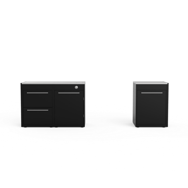 Weber BBQ Kitchen 331 Set in Schwarz mit Edelstahl-Arbeitsplatten