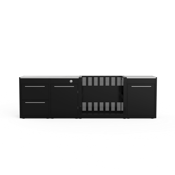 Weber BBQ Kitchen 331 Set für Genesis Gasgrills in schwarz mit Edelstahl Arbeitsplatten