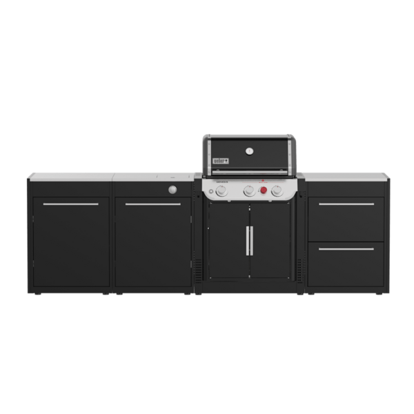 Weber BBQ Kitchen 331 Set für Outdoor-Küche mit Gasgrill und Modulen in Schwarz