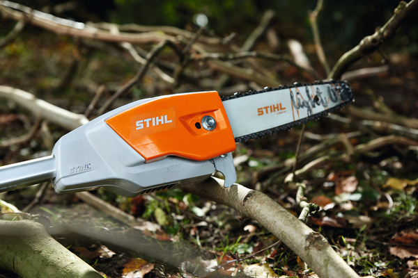 Stihl HTA 66 Hochentaster sägt Ast in natürlicher Umgebung