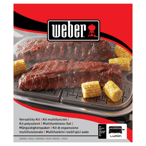 Weber Multifunktions-Set für Lumin Grill mit Rippchen und Mais auf Verpackung