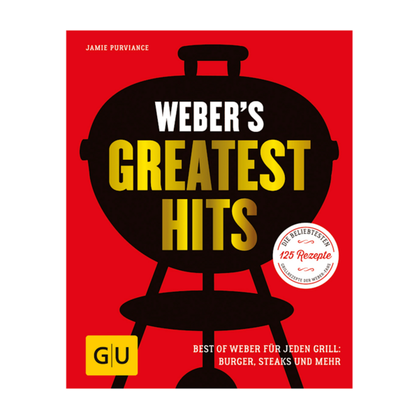 Cover von Weber's Greatest Hits mit stilisiertem Grill und Hinweis auf 125 Rezepte