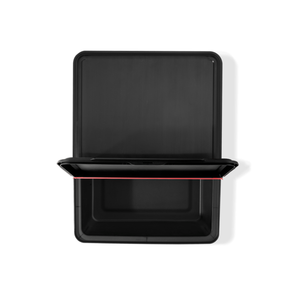 Schwarze Weber Works Outdoor-Aufbewahrungsbox mit offenem Deckel