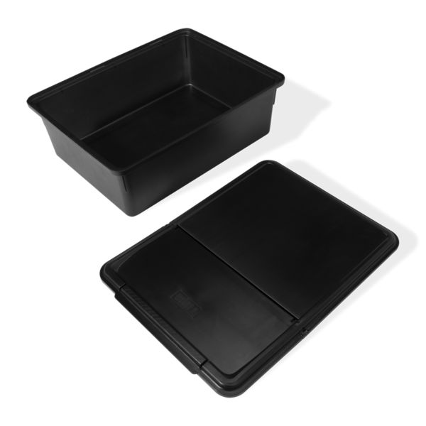 Schwarze Weber Works Outdoor-Aufbewahrungsbox mit klappbarem Deckel