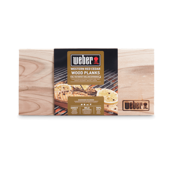 Weber Räucherbretter aus Zedernholz in Verpackung mit Produktinformationen