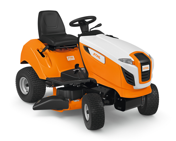 STIHL RT 4097 SX Aufsitzmäher in Orange und Weiß mit Seitenauswurf und ergonomischem Lenkrad