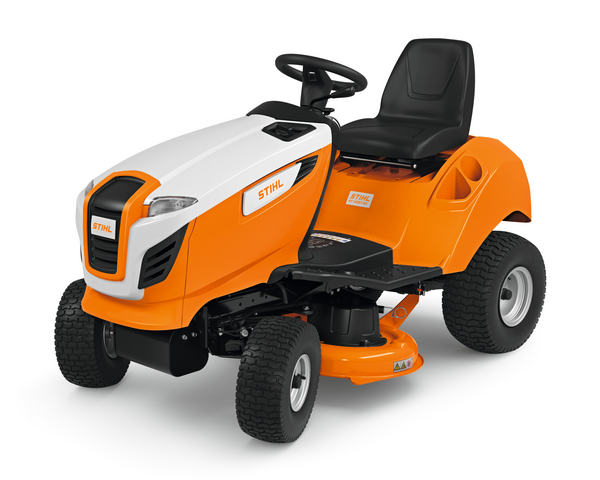 STIHL RT 4097 SX Aufsitzmäher in Orange und Weiß mit ergonomischem Design und robusten Rädern