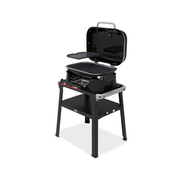 Weber LUMIN Elektrogrill mit Stand und Plancha-Einsatz für Outdoor-Kochen