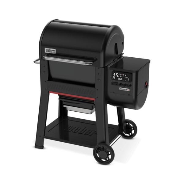 Weber SEARWOOD Holzpelletgrill in Schwarz mit digitalem Bedienfeld und mobiler Basis
