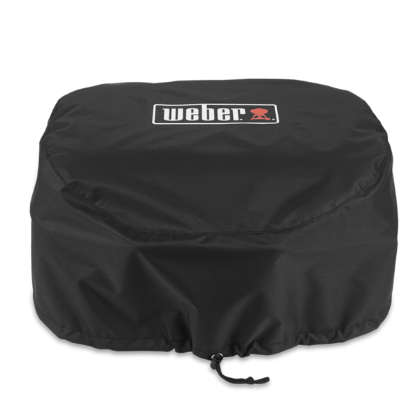 Schwarze Weber Premium Abdeckhaube für Lumin Elektrogrill mit rotem Logo