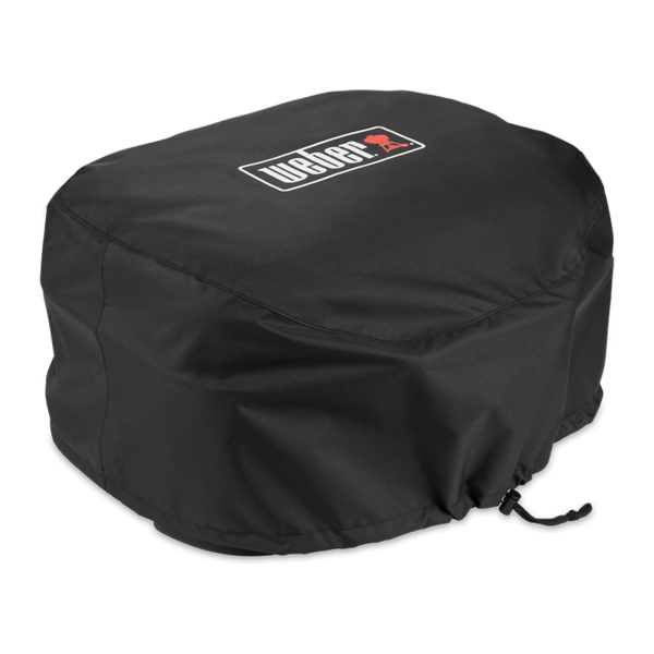 Schwarze Weber Premium Abdeckhaube für Lumin Elektrogrill mit rotem Logo