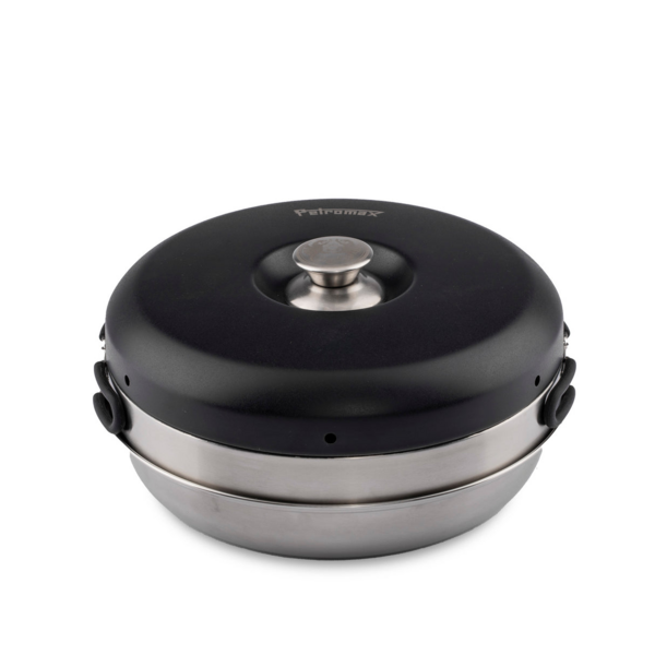 Petromax Dimego Camping Backofen mit schwarzer Beschichtung und Edelstahlunterteil