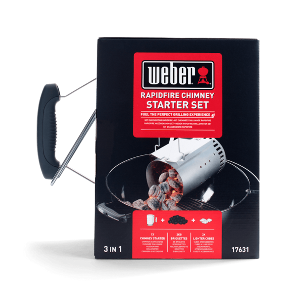 Weber Rapidfire Anzünd Set mit Anzündkamin Holzkohlebriketts und Anzündwürfeln