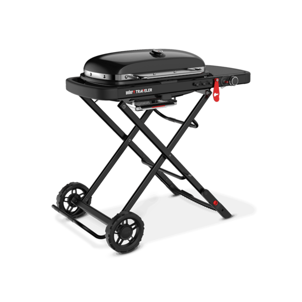 Weber Traveler Gasgrill Stealth Edition auf zusammenklappbarem Wagen
