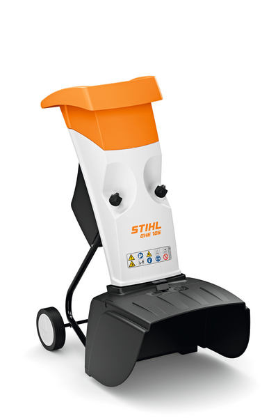 STIHL Elektro-Häcksler GHE 105 in Orange und Weiß mit Transporträdern