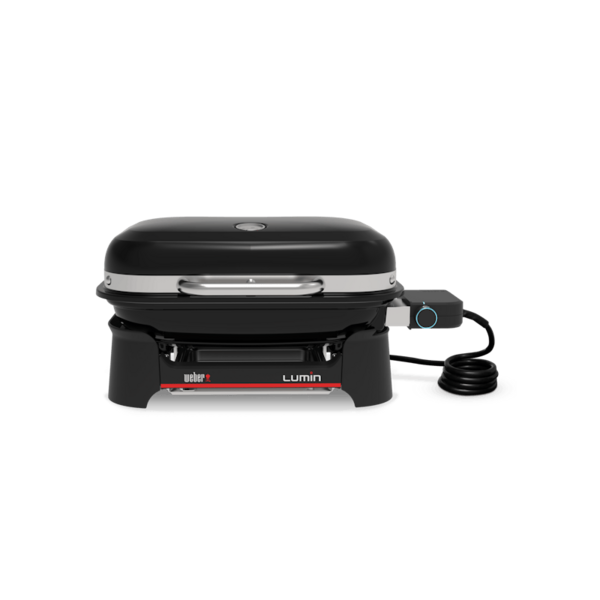 Weber LUMIN COMPACT Elektrogrill in Schwarz mit rotem Logo und Temperaturregler