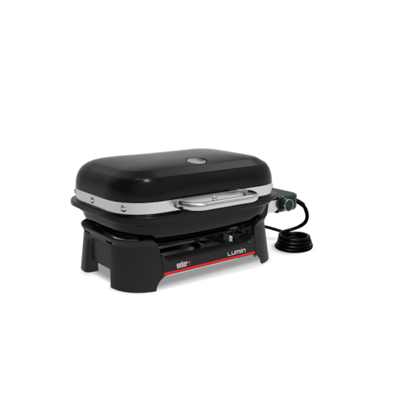 Weber LUMIN COMPACT Elektrogrill in Schwarz mit glänzendem Deckel und Logos