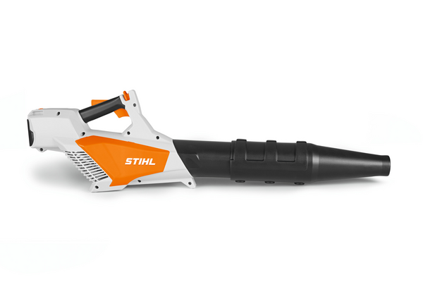 Stihl Spielzeug-Blasgerät für Kinder in Weiß und Orange auf weißem Hintergrund