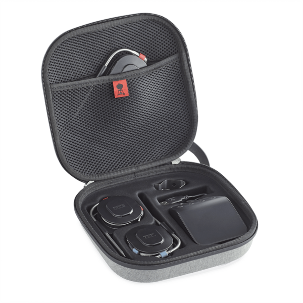 Offizielle Weber Connect Tasche geöffnet mit Smart Grilling Hub und Zubehör