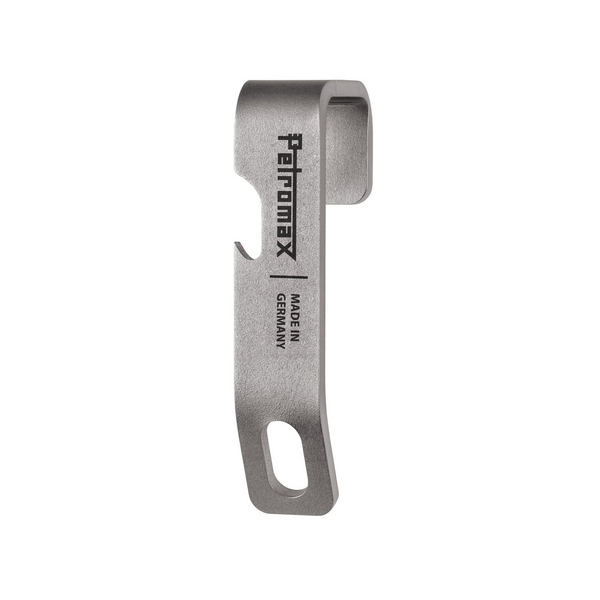 Petromax Schlosshalterung aus Edelstahl mit Flaschenöffner und Logo