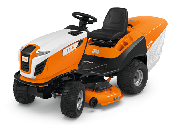 Stihl RT 6112 ZL Aufsitzmäher in Orange und Weiß mit Markenlogo