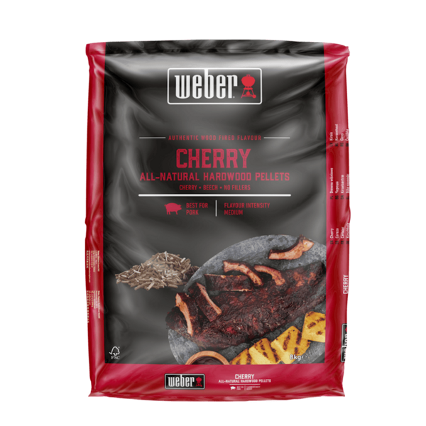 Verpackung von Weber Cherry Holzpellets für Grill, 8 kg, mittlere Geschmacksintensität