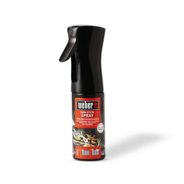 Weber Non-stick Spray Flasche auf grünem Hintergrund
