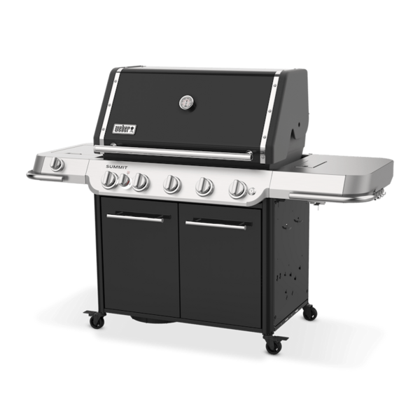 Weber Summit FS38 E Gasgrill in Schwarz mit sechs Brennern und Seitenablage