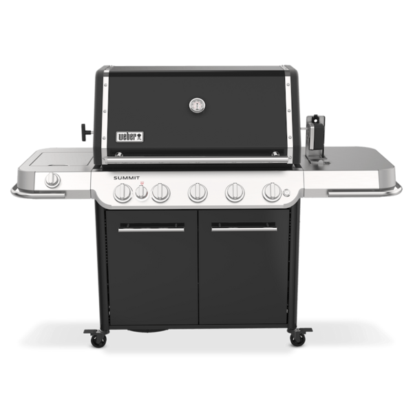 Weber Summit FS38 E Gasgrill in Schwarz mit Seitenbrenner und Thermometer