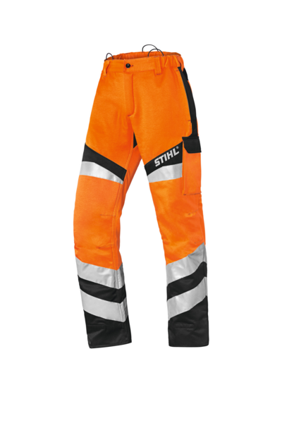 Stihl FS-Warnschutzhose Protect FS in Warnorange mit Reflexstreifen und Logo