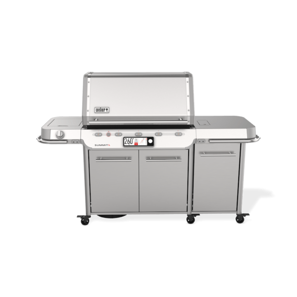 Weber Summit FS38X S Smart Grill in Edelstahl mit geschlossenem Deckel und digitalem Display