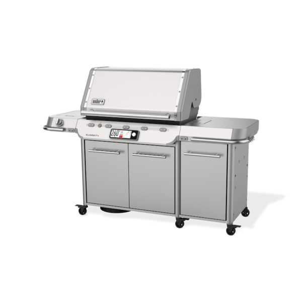 Weber Summit FS38X S Smart Grill in Edelstahl mit geschlossenem Deckel und digitalem Display